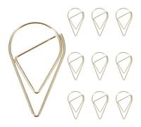 Zerodeko Lot de 10 Trombones pour Bureau en Fil D'acier Doré Forme Goutte D'eau, Léger et Non Rayant, pour Bureau et École