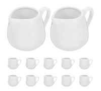 Zerodeko Lot de 12 mini-pichets à crème : 100 ml / 3,4 oz. Petit pichet à lait en céramique avec anse - Idéal pour les sauces et les sirops, aussi bien pour les restaurants que pour la maison -