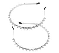 Zerodeko Lot de 2 Bandeaux Punk à Rivets Métalliques Pointes Accessoires Capillaires Gothiques pour Femmes Bandeaux Décoratifs Élastiques Noirs pour Fêtes Cosplay et Concerts