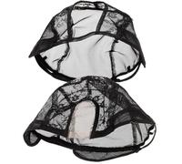 Zerodeko Lot de 2 Bonnets de Postiche en Dentelle Noire, Légers et Confortables, Forme en U pour Fabrication de Perruques, Maille Respirante Adaptée Coiffage
