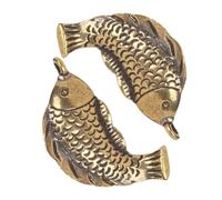 Zerodeko Lot de 2 Breloques en Laiton de Poisson Carpe Rétro Mini Pendentifs Porte-Clés Métal pour Fabrication de Bijoux Décoration Paquet Bracelets et Accessoires Créatifs