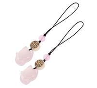 Zerodeko Lot de 2 Chaînes Porte-clés Renard en Jade et Corde pour Téléphone Portable et Voiture, Décoration Mignonne et Multifonctionnelle, pour Occasions Spéciales