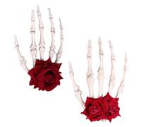 Zerodeko Lot de 2 Clips Cheveux Punk Style Léger Tête de Mort et Rose Rouge, Accessoires Faciles à Fixer pour Photographie et Spectacles