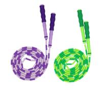 Zerodeko Lot de 2 Cordes à Sauter Bamboo Vert et Violet Légères et Réglables pour Exercices de Fitness à Domicile L’École Adaptées Adultes et Garçon et Filles Corde à Sauter Sportive