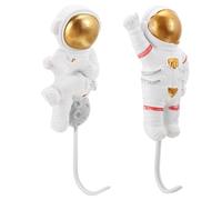 Zerodeko Lot de 2 Crochets Adhésifs Muraux Forme Astronaute, Fixation sans Clou Ruban Adhésif Fort, Design 3d Original, Grand Modèle pour Rangement Mural Décoratif et Cintres Pratiques,