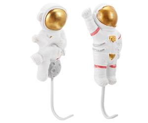 Zerodeko Lot de 2 Crochets Adhésifs Muraux Forme Astronaute, Fixation sans Clou Ruban Adhésif Fort, Design 3d Original, Grand Modèle pour Rangement Mural Décoratif et Cintres Pratiques,