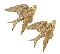 Zerodeko Lot de 2 Décorations Murales en Résine Représentant Une Hirondelle, Sculpture Murale 3d en Forme D'oiseau, pour La Maison, Le Salon, La Chambre à Coucher, Le Jardin, 12,50 X 10,00 X