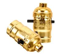 Zerodeko Lot de 2 Douilles E26 à Interrupteur à Poussoir Support de Lampe en Aluminium Doré Connexion par Bornes à Vis Stable Compatible Ampoules LED Accessoires D’Éclairage Sécurisés