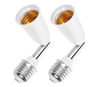 Zerodeko Lot de 2 Douilles E27 à Vis avec Rallonge Réglable 360° pour Luminaire Adaptateur de Douille D’Ampoule Compatible E27 Support Rotatif pour Éclairage Domestique Bureau et