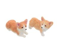 Zerodeko Lot de 2 Figurines de Chien Corgi en Résine Orange, Décoration Mignonne et Compacte pour Bureau ou Voiture, Sculpture Animalière Vivante et Créative