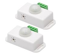 Zerodeko Lot de 2 Interrupteurs Détecteurs de Mouvement Infrarouge Pir 12-24V Minuterie Réglable 1-10 Min Angle Détection 120° pour Éclairage Intérieur LED Blanc la Cuisine et