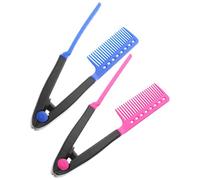 Zerodeko Lot de 2 Peignes à Cheveux en V, Pince Lisseur pour Femme, Accessoire de Salon en Plastique, Couleurs Rose et Bleu, pour Coiffer, Lisser et Plaquer Cheveux, Usage Domestique