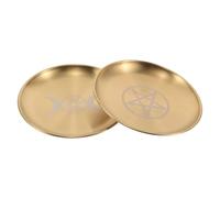 Zerodeko Lot de 2 Plateaux d'Autel en Acier Inoxydable Doré Pentagramme et Phases Lunaires Plateau Décoratif Païen pour Rituels Rangement d'Outils Divinatoires et Purification par