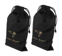 Zerodeko Lot de 2 Pochettes de Rangement à Cordon en Velours Noir 19x35 Cm pour Sèche-cheveux, Paquet de Protection Portable Multifonctionnel pour Voyage, Organisateur Compact et Léger