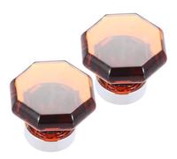 Zerodeko Lot de 2 Poignées de Meuble Octogonales en Cristal Artificiel Transparent, 36 X 27 Mm, Finition Ambre, Bouton de Tiroir Élégant pour Commode, Armoire et Placard, Poignées de Porte
