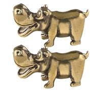 Zerodeko Lot de 2 Sculptures D'hippopotame en Laiton pour Décoration de Bureau et Vitrine, Design Vintage et Créatif, Ornement de Table Élégant et Réaliste