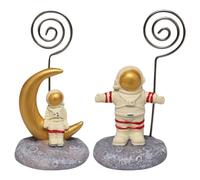 Zerodeko Lot de 2 Set de Set de Clips Mémo Décoratifs Astronautes Dorés, Porte-photos et Porte-cartes, Accessoires de Bureau Compacts pour Décoration de Table Anniversaire, Mariage, Fête