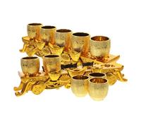 Zerodeko Lot de 2 Set de Set de Coupes Calices en Plastique Or pour Autels à Domicile et Temples, Design Élégant Charme Rituel, Facile à Placer Ranger, Ambiance Solennelle