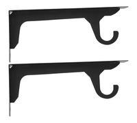 Zerodeko Lot de 2 Sets de Supports D'étagère Flottants Robustes 30 Cm en Métal Épais Noir avec Crochets, Supports Muraux à Angle Droit Cuisine, Salle de Bain et Bureau, Stabilité Renforcée