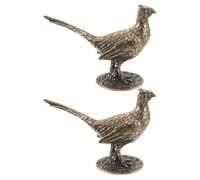 Zerodeko Lot de 2 Statues de faisans à Longue Queue en Laiton, Oiseau | Décoration de table unique et réaliste en forme de faisan, figurine animale en laiton à collectionner, pour décorer un
