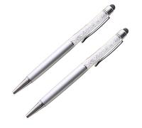 Zerodeko Lot de 2 Stylos en Cristal Diamant Argentés, Stylets Ultra-réactifs pour Écrans Tactiles Capacitifs, Acier Inoxydable, Design Élégant et Fin pour Tablette et Smartphone