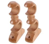 Zerodeko Lot de 2 Supports en Bois pour Tringles à Rideaux Double, Structure Ajustable, Finition Beige Élégante, pour Chambre et Projets D'amélioration Maison
