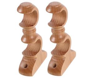Zerodeko Lot de 2 Supports en Bois pour Tringles à Rideaux Double, Structure Ajustable, Finition Beige Élégante, pour Chambre et Projets D'amélioration Maison