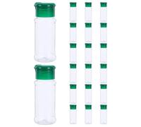 Zerodeko Lot de 20 flacons à épices en plastique de 100 ml avec couvercles à tamis noirs, vides, pour cumin, sel, poivre, idéaux pour les barbecues et la cuisine en extérieur. Couleur : noir.