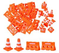 Zerodeko Lot de 24 Mini-Panneaux Et Cônes de Signalisation, Mini-clôture de Signalisation en Plastique, Jouet Éducatif pour Enfants, Orange, 3,5 X 1,9 X 1,0 Cm