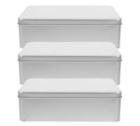 Zerodeko Lot de 3 Boîtes en Tôle D’acier Mats Rectangulaires 180x110x55 Mm Couvercle, Boîtes à Biscuits Métalliques Réutilisables pour Fêtes, Emballage Pâtisserie, Conservation Bonbons