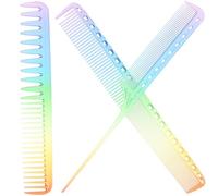 Zerodeko Lot de 3 Peignes de Barbier Antistatiques et Résistants à la Chaleur Peignes de Coiffure Transparents Colorés Ensemble Professionnel pour Salon de Coiffure Coupe et Coiffage