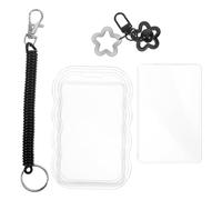 Zerodeko Lot de 3 Porte-cartes Transparents pour Cartes D’identité avec Ressort Noir et Porte-clés Étoile, Étui Protège-badge Résistant à L’humidité, Titulaire Polyvalent pour