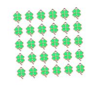 Zerodeko Lot de 30 Breloques Trèfle à Quatre Feuilles Vertes pour Fabrication de Bijoux DIY Pendentifs Saint-Patrick Accessoires Légers et Solide pour Bracelets Colliers et Porte-Clés