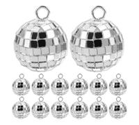 Zerodeko Lot de 30 Pendentifs Boules Disco Vintage Argentés en Alliage de Zinc et Plastique, Accessoire Fluo Pratique pour Porte-clés et Créations Artisanales