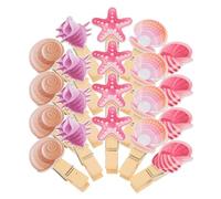 Zerodeko Lot de 30 Pinces à Photos en Bois Design Coquillage Rose, Porte-mémo Solide, Maintien Notes et Mémos, Bureau et Boutique