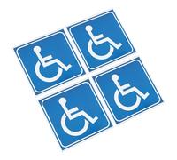 Zerodeko Lot de 4 Autocollants Handicap 7,62 X 7,62 Cm en Pvc Bleu, Imperméables et Résistants aux Intempéries, Panneau pour Fauteuil Roulant Adapté la Signalisation Extérieure