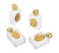 Zerodeko Lot de 4 Bouteilles d'eau Bénite en Alliage 15 ML Ornées de Motifs en Relief Petites Bouteilles Vides Étanches pour Usage Religieux Baptêmes Mariages et Voyages Spirituels