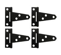 Zerodeko Lot de 4 Charnières de T Robustes en Fer Galvanisé Noir 6 Trous de Vis, Charnières Flexibles pour Porte et Table à Domicile