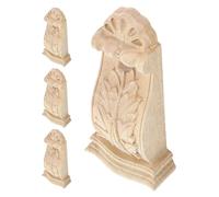Zerodeko Lot de 4 Consoles en Bois Sculpté Européen, Décoration de Meubles Ornée, Supports Architecturaux 5x11x2,5 Cm, Appliques Décoratives pour Étagères et Encadrements, Style Classique,