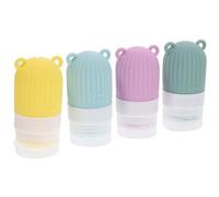 Zerodeko Lot de 4 Flacons Souples en Silicone 30 Ml, Rechargeables et Étanches, Couleurs Variées, pour Ranger Liquides de Toilette Lors de Randonnées ou Voyages