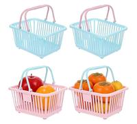 Zerodeko Lot de 4 Panier de Rangement Plastique avec Poignées - Petite Boite de Rangement (16x13x8.8cm) pour Organisation Maison, Bureau et Boite de Cuisine - Blanc Épuré