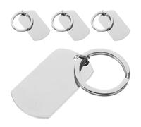 Zerodeko Lot de 4 Porte-clés Acier Inoxydable Miroir à Graver, Pendentifs Vierges pour DIY, Médailles Militaires Personnalisables, Accessoires Bijoux Solide et Légers, Création Artisanale