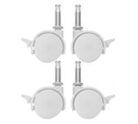 Zerodeko Lot de 4 roulettes de rechange en plastique de 5,2 cm (2,04 | Roulettes universelles pour bureau et chaise de gaming, glissent en douceur et en silence sur moquette et parquet, blanches