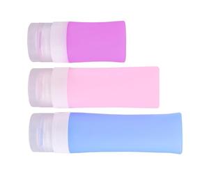 Zerodeko Lot de 4 set de Flacons de Voyage en Gel de Silice Souple 38 Ml Violet 60 Ml Rose 80 Ml Bleu Bouteilles Rechargeables pour Lotions et Huiles Essentielles Étanches et Légères