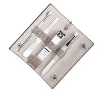 Zerodeko Lot de 4 set de Outils de Manucure Rose Coupe-Ongles pour Manucure et Pédicure Pince à Épiler Sourcils Cure-Oreille Kit Multifonction pour Soins Mains Visage et Pieds Acier