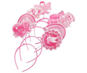Zerodeko Lot de 5 Bandeaux Festifs pour Femme, Accessoires de Photomaton pour Fête, Couvre-chefs Légers à Thème Sensibilisation au Cancer du Sein, Adaptés à Différentes Tailles de Tête,