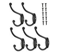 Zerodeko Lot De 5 Crochets En Fer Noir, Patères Murales Robustes, Crochets Suspendre Pour Vêtements Et Salle De Bain, Fixation Murale Sans Perçage, Gain De Place Pour Porte Et Mur