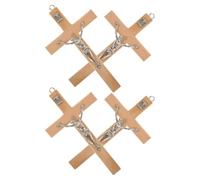 Zerodeko Lot de 5 Croix Murales Catholiques en Bois Khaki, Décoration Compacte Résistante la Déformation, pour Bureaux et Affichages Religieux