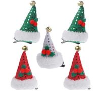 Zerodeko Lot de 5 Pinces à Cheveux en Tissu de Chapeau de Noël Sequins Rouges, Verts et Argentés, Accessoires Coiffure pour Filles et Bébés