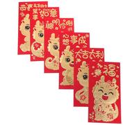 Zerodeko Lot De 6 Enveloppes Rouges Chinoises Pour Argent Liquide Enveloppes Rouges Du Nouvel An Pour Argent De L'Année Du Dragon Paquet